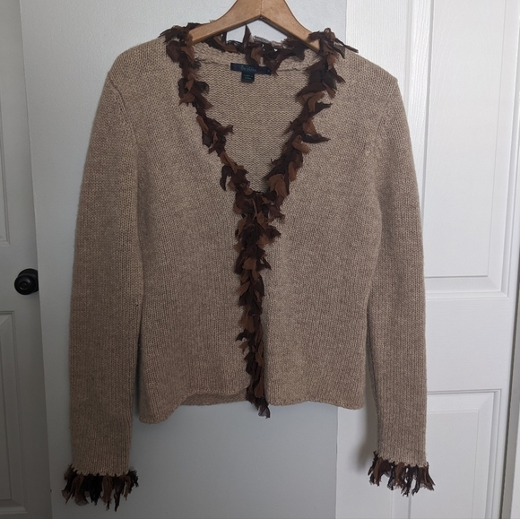Boden Sweaters - 𝅺BODEN Lambswool Fringe Cardigan Women's Size Medium